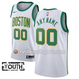 Maillot Basket Enfant Boston Celtics Personnalisé 2018-19 Nike City Edition Blanc Swingman